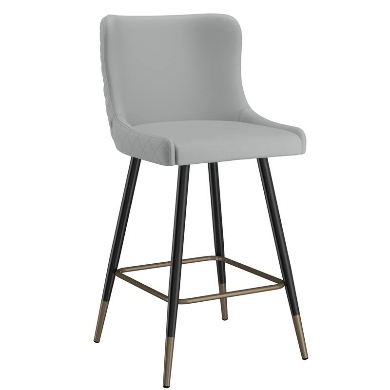 Contemporary Faux Leather and Metal 26" Counter Stool, Set of 2 - N/A