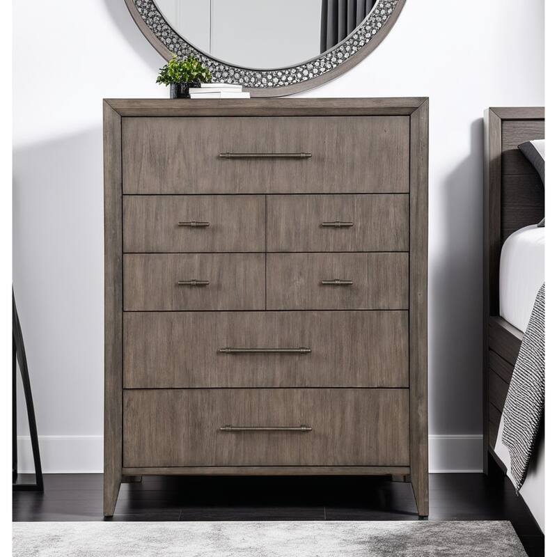 Bridgevine Home Avana 5-Drawer Chest, No Assembly Required, Smokey Greige Finish - Smoky Greige - 5-drawer