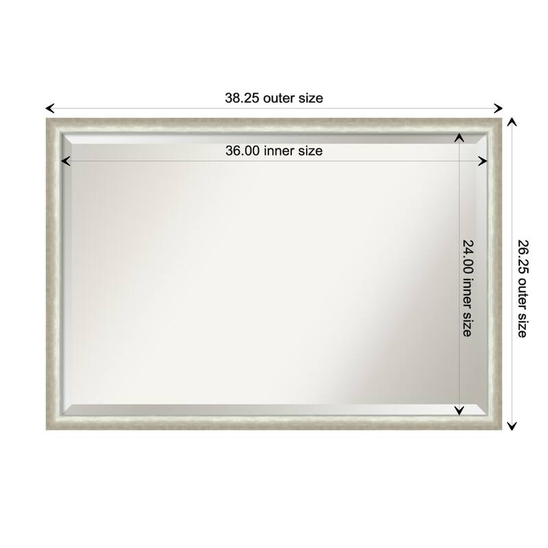 Two Tone Beveled Wood Framed Wall Mirror - Two Tone Silver - Glass Size 36x24