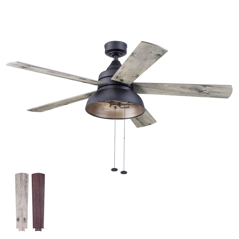 52" Prominence Home Brightondale Indoor/Outdoor Industrial Farmhouse Ceiling Fan, Damp Rated