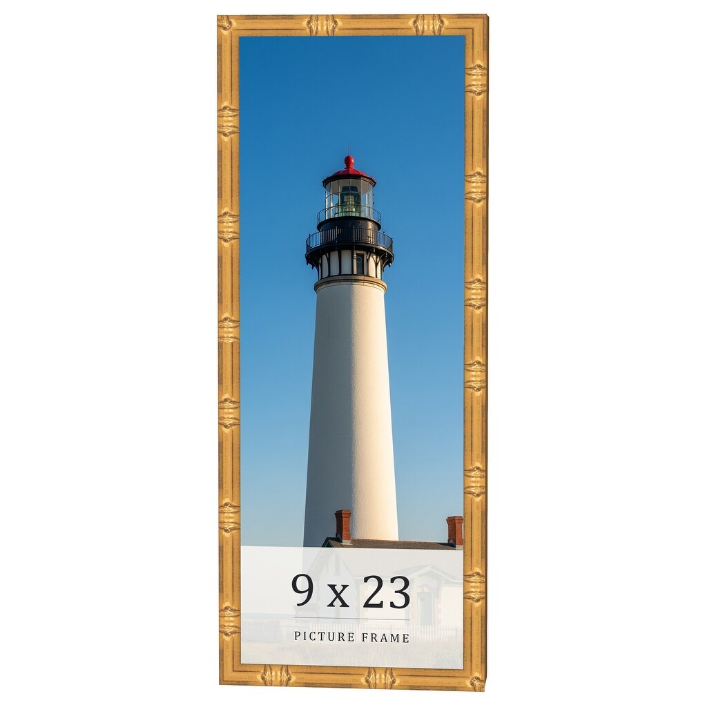 9x23 Frame Gold Bamboo Solid Wood Picture Frame | 1 Inch Moulding