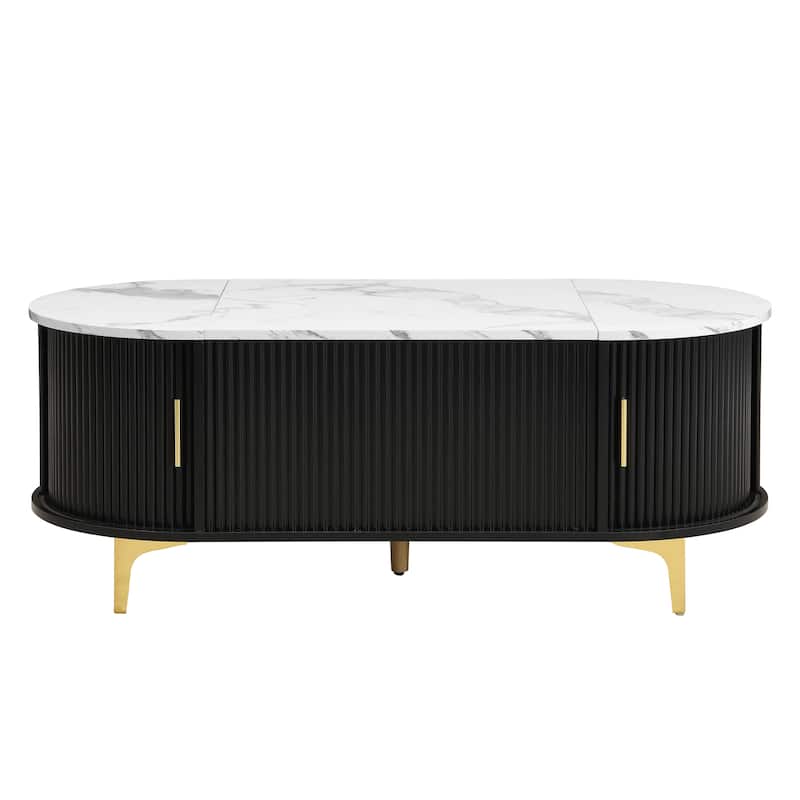 Scott Living - Nova Modern Lift-Top Coffee Table with Sliding Doors, Large Drawer, and Smart Storage Design