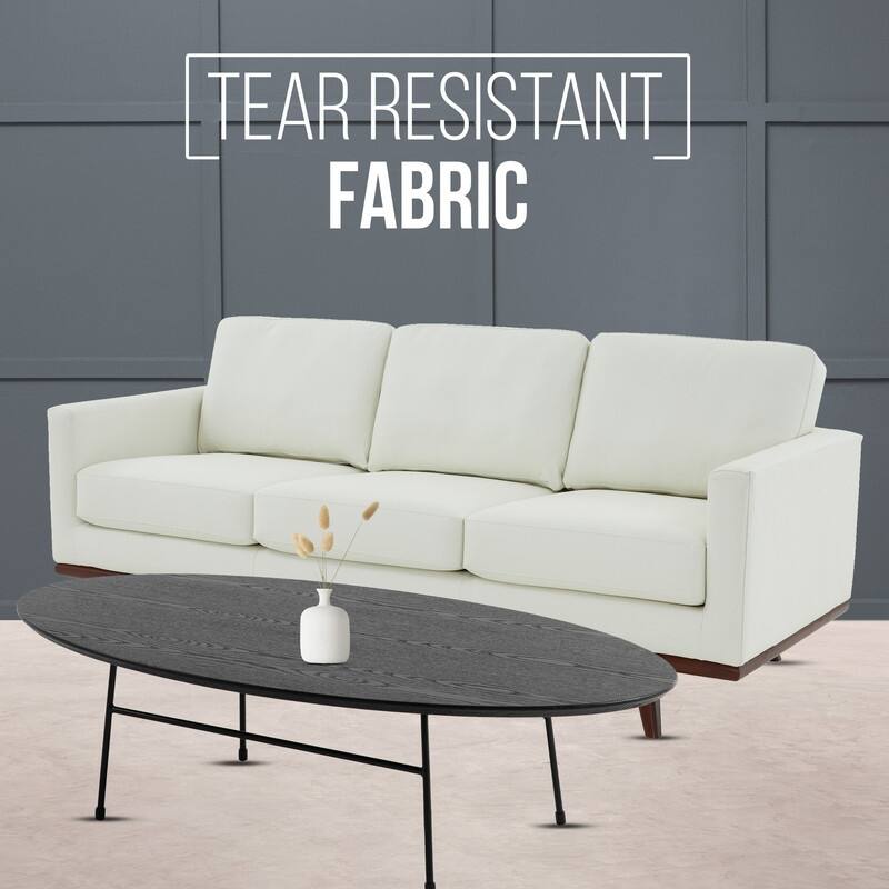 Chester 3 Seater Mid-Century Modern Leather or Mesh Sofa Couch With Birch Wood Frame Armchair for Living Room Bedroom and Office