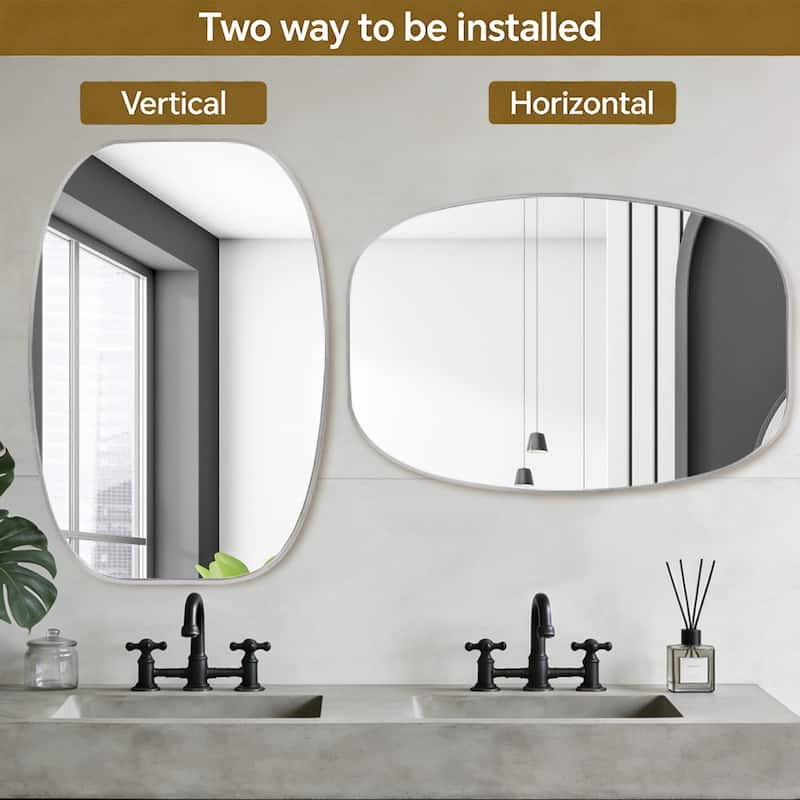 30x40 in Metal Framed Oval Vanity Bathrrom Mirror for Wall