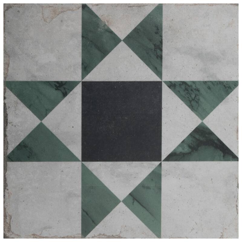 Merola Tile Renaissance Deco Emerald Cross 7-7/8" x 7-7/8" Porcelain Floor and Wall Tile