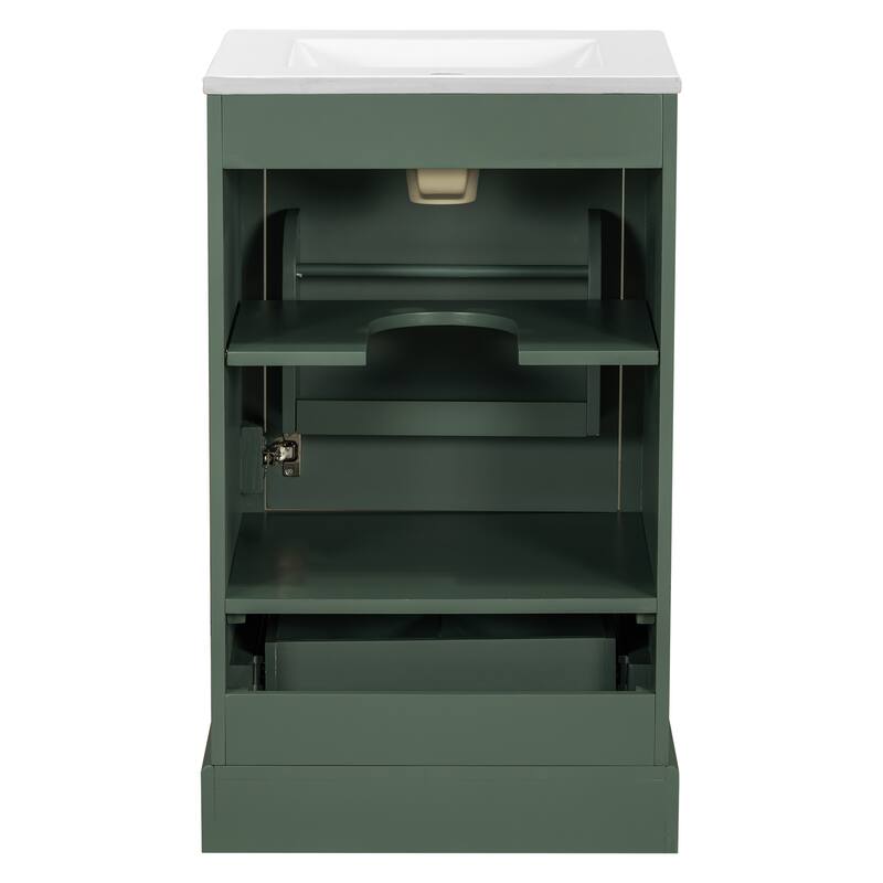Bathroom Vanity with Sink, Bathroom Cabinet with Soft Closing Door, Storage Rack & Drawer, Free Standing Wood Vanity Set