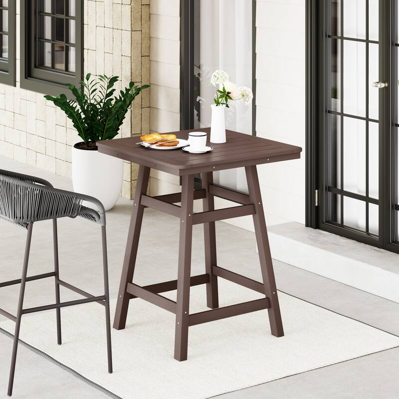 Laguna Hdpe All Weather Outdoor Patio 30" Square Counter Bistro Table - Dark Brown