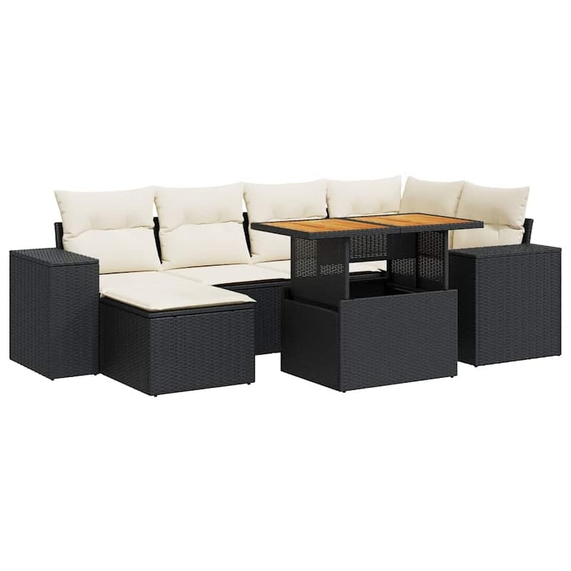 vidaXL Garden Sofa Set Black, Cream white - 21.7 x 39.4 x 28.7