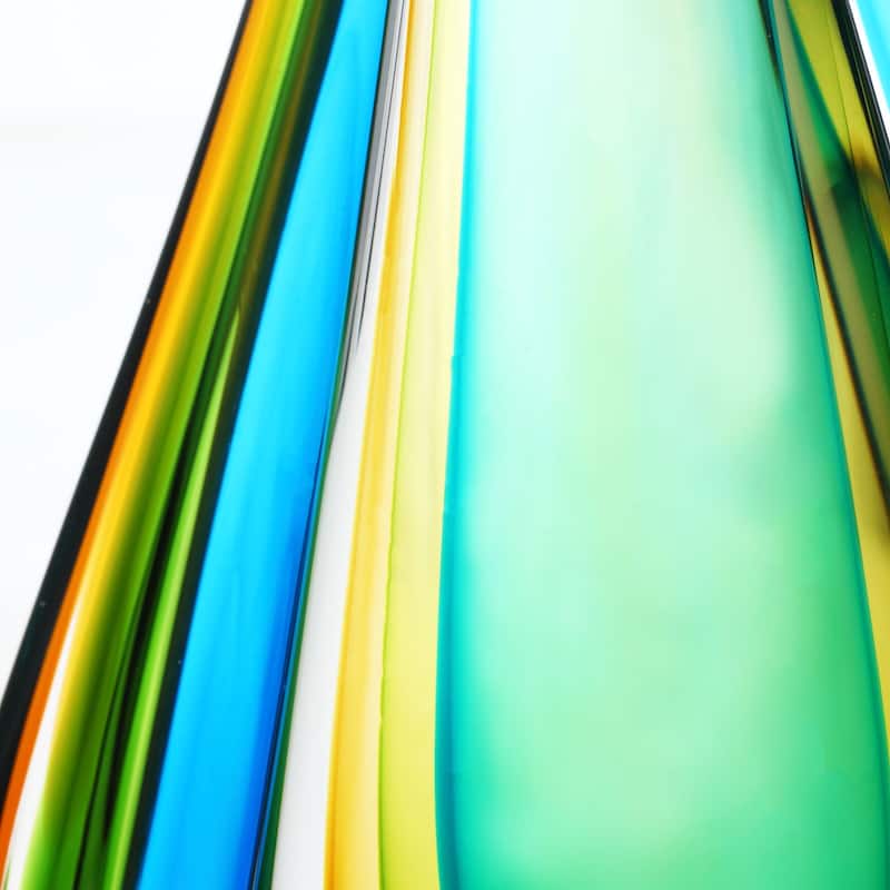 Luxury Lane Hand Blown Green Flame Teardrop Sommerso Art Glass Sculpture 10-18 inch tall