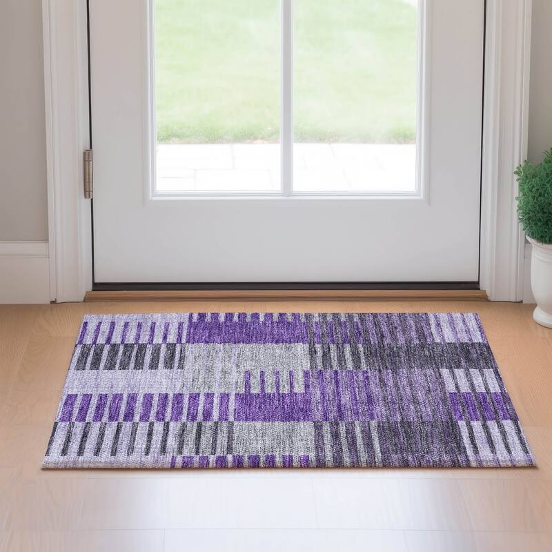 Premium Washable Super Soft Geo Stripe Mayfield Rug - Purple - 1' 8" x 2' 6" - Rectangle