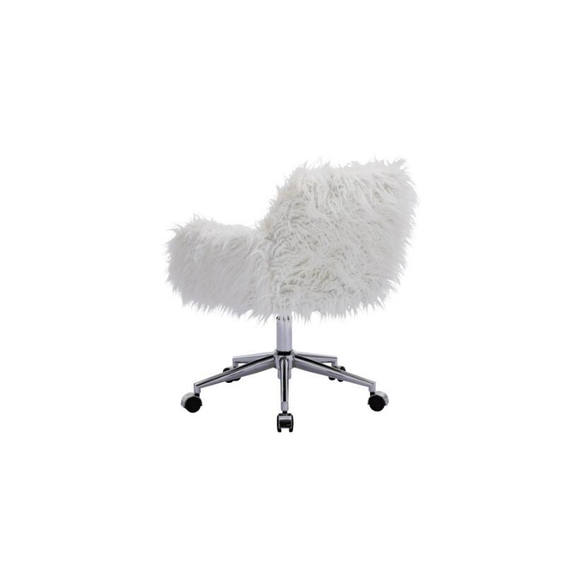 White fluffy desk chair with arms top
