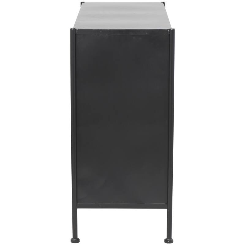 Metal Geometric 1 Shelf Cabinet with Glass Front Panels - Black or White - Roche River Decor