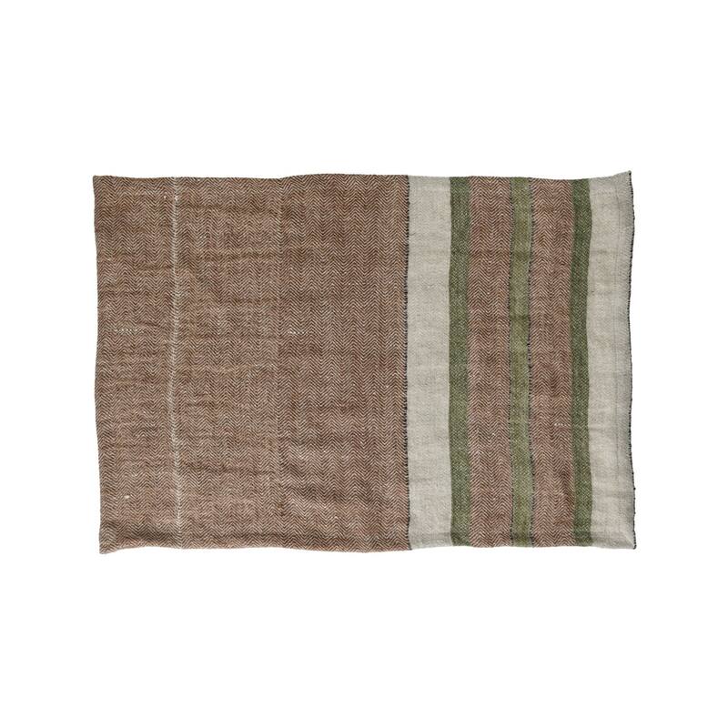 Handwoven Linen Rectangular Placemat - 19.5" - Brown