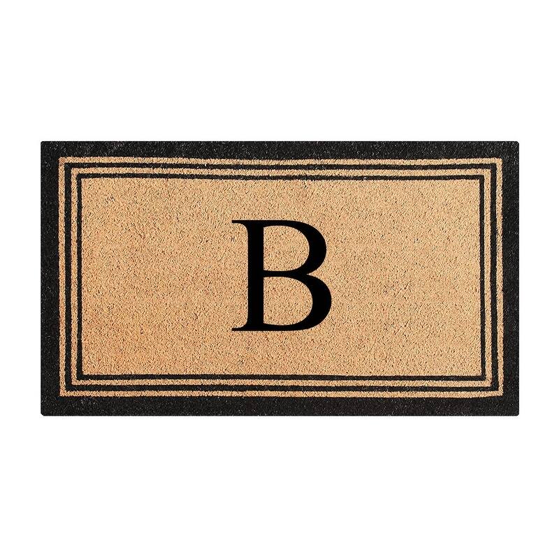 A1HC Pure Natural Coir Monogrammed Heavy Duty PVC Backing Doormat - 24" X 39" - Monogrammed B