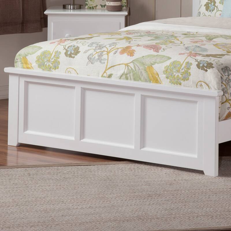 AFI Madison Queen Size Platform Bed with Matching Footboard & Charging Station in White