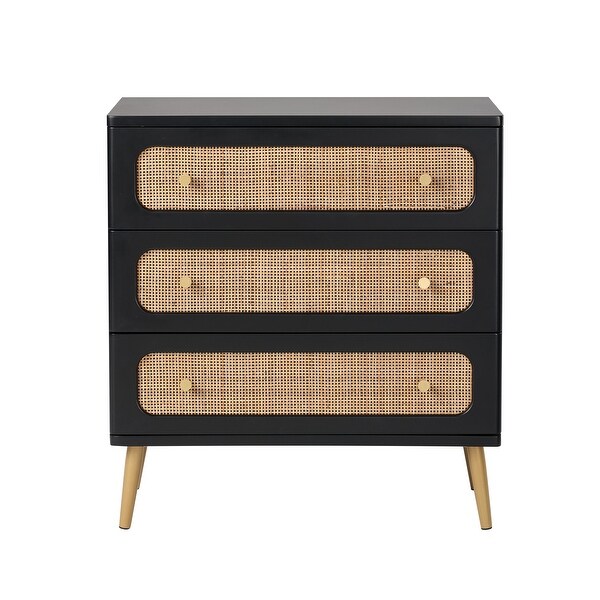 COZAYH Farmhouse Wicker Rattan Nightstand, Boho Mid-Century