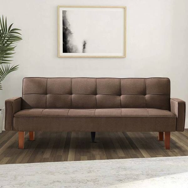Shop Mieres Brown High Quality And Durable Convertible Linen Sofa