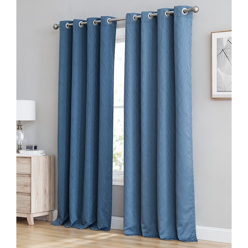 HLC.me Camden 100% Blackout Thermal Energy Efficient Window Curtain Grommet Panels Living Room Bedroom, Set of 2