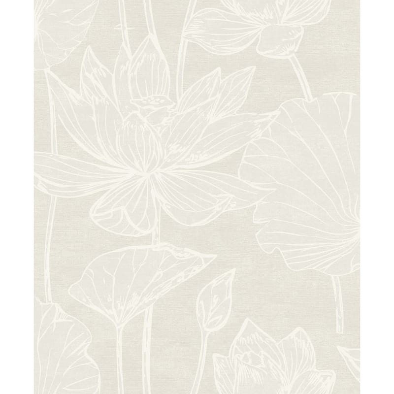 Seabrook Designs Water Lilies Nonwoven Unpasted Wallpaper - 20.9 in. W x 33 ft. L - Pearlescent