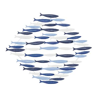 School of Fish Metal Wall Art Coastal OceanInspired Home Decor