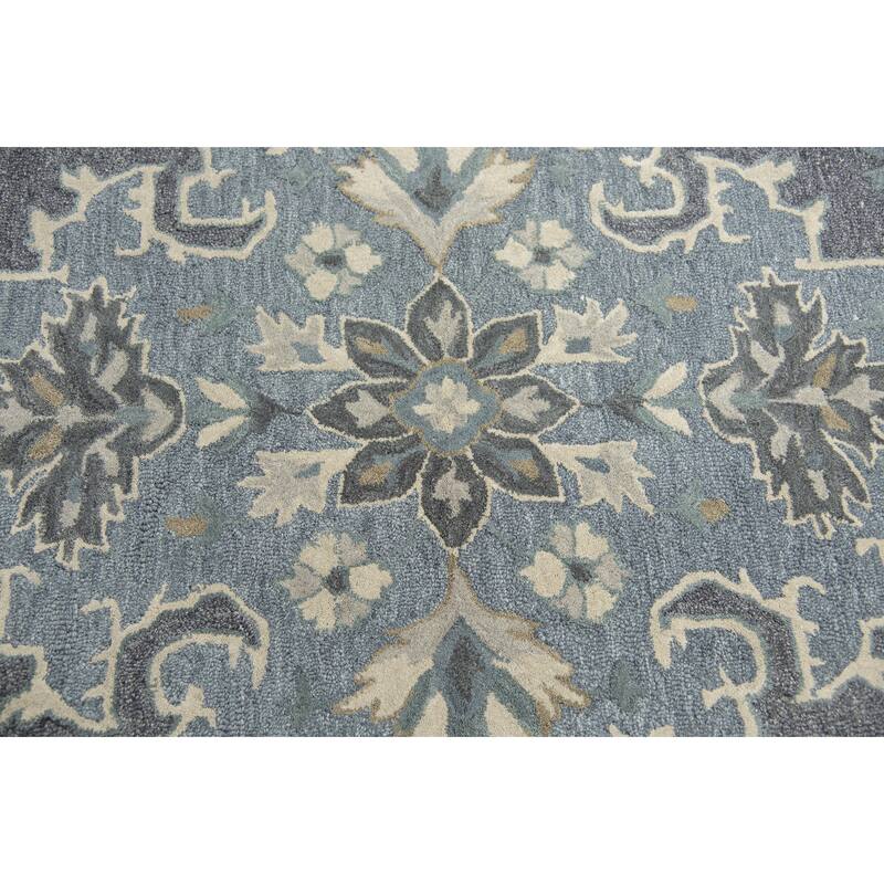 Alora Decor Cascade Blue, Grey, and Ivory Medallion Hand-tufted Wool Rug