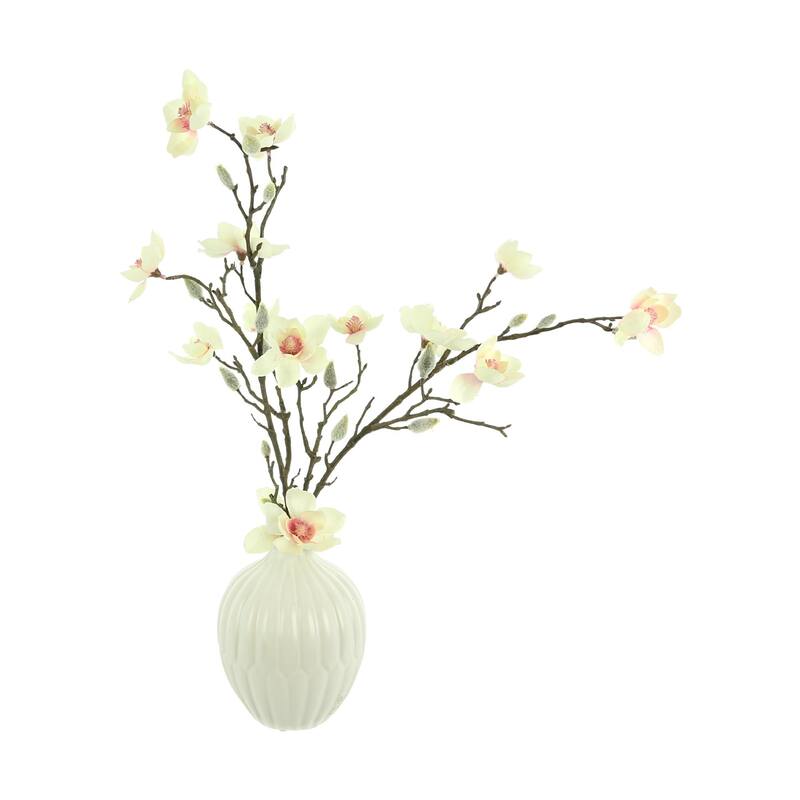 Butterfly Magnolia Arrangement in a Ceramic Vase - White, Pink