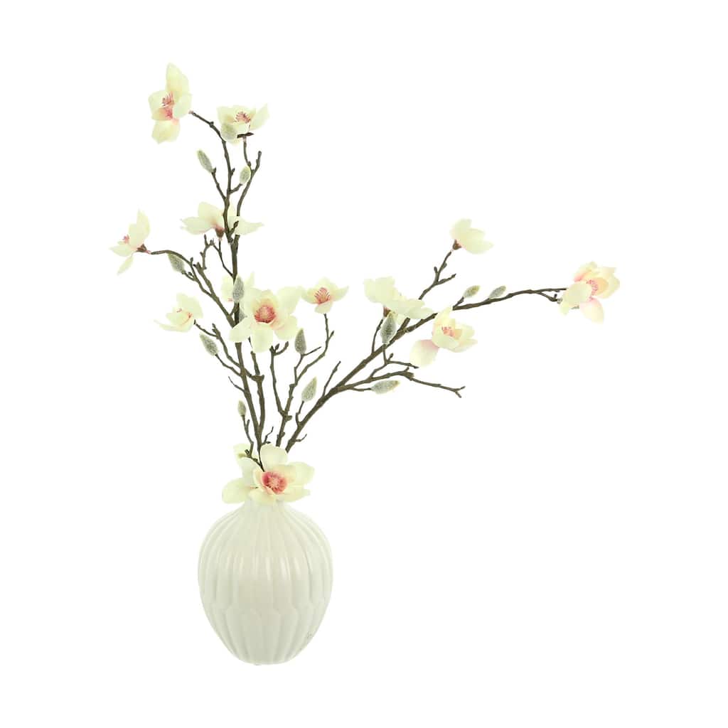 Butterfly Magnolia Arrangement in a Ceramic Vase - White, Pink
