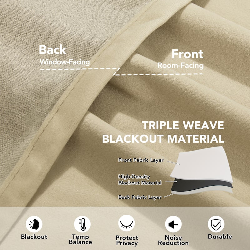Deconovo Velvet Room Darkening Curtain Panel, Thermal Insulated