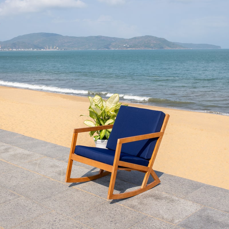 SAFAVIEH Outdoor Makaila Rocking Chair with Cushion - 26W x 31D x 38H