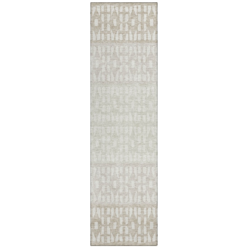 Machine Washable Indoor/ Outdoor Stripe Geo Chantille Rug