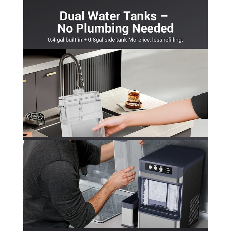 Nugget Ice Makers Countertop, Pebble Ice Machine with Chewable Pellet Ice, 38Lbs/24H