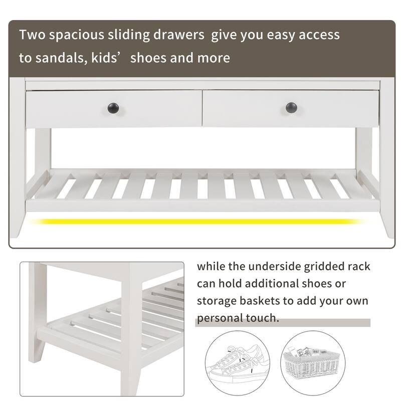 Merax Multipurpose Storage Bench Shoe Rack with Cushioned Seat and Drawers