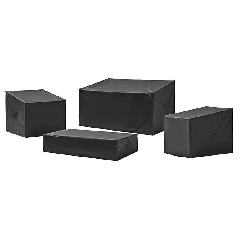 Black Oxford Fabric 4-Piece Patio Furniture Cover Set with Waterproof and UV-Resistant - 56 x 30 x 30 inch