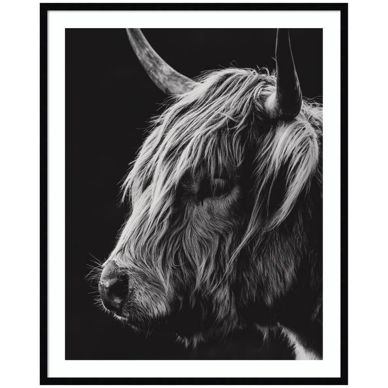 Kate and Laurel Scottish Highland Vertical by Crystal Lynn Collins Framed Wall Art Print - 33 x 41 - Black