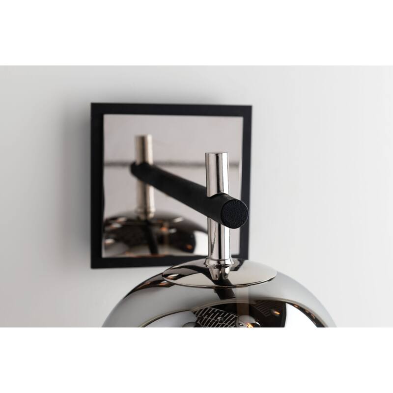 Troy Lighting Iliad 1-light Carbide Black Wall Sconce with Plated Smoked Glass