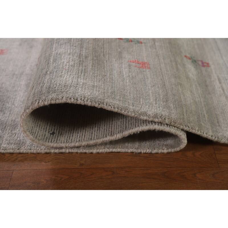 Striped Gabbeh Square Area Rug Handmade Wool Carpet - 9'8"x 9'8"