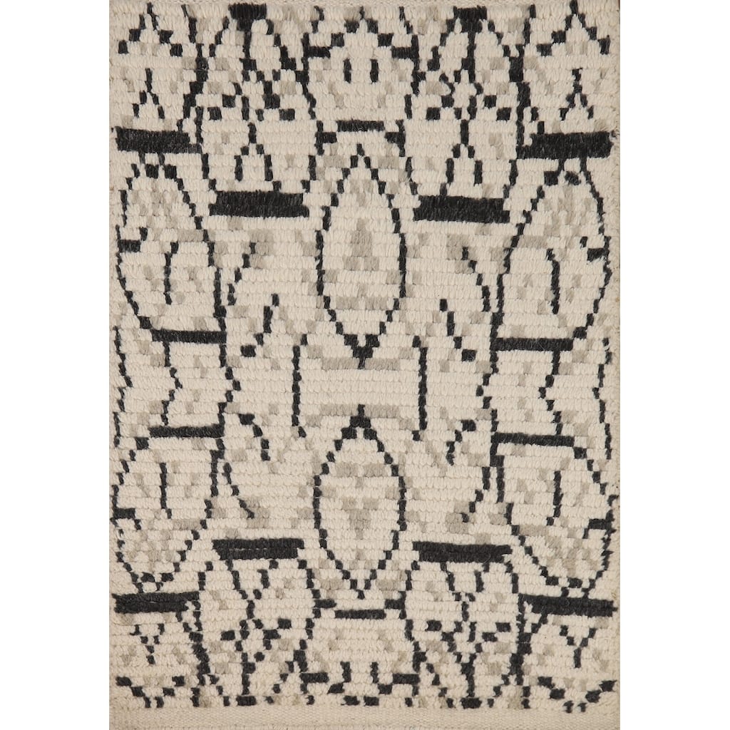 Geometric Moroccan Oriental Foyer Rug Handmade Stripe Wool Carpet - 2'0"x 3'0"