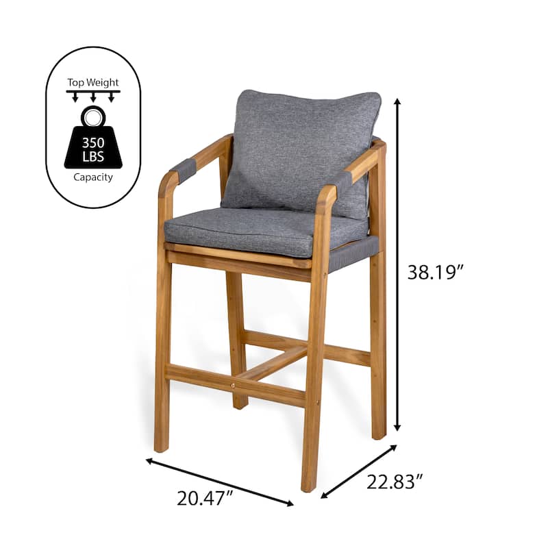 Outdoor Bar Stool with Cushions & Armrests, (Set of 2) by JONATHAN Y