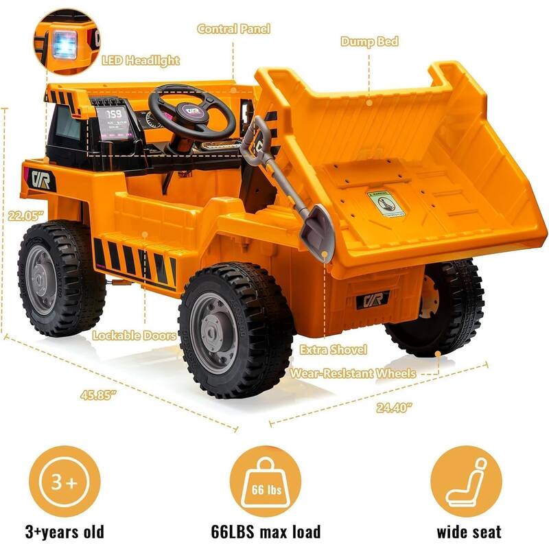 Ride On Dump Truck, 4 Wheeler Toy, Ride On Toys for Kids,12V Ride On Car with Remote Control