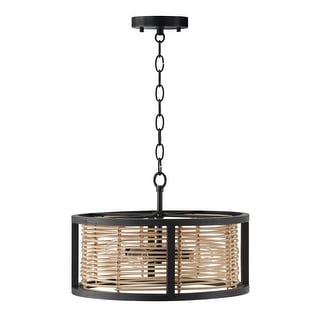 Rico 4-light Flat Black Convertible Pendant/ Semi-Flush Mount