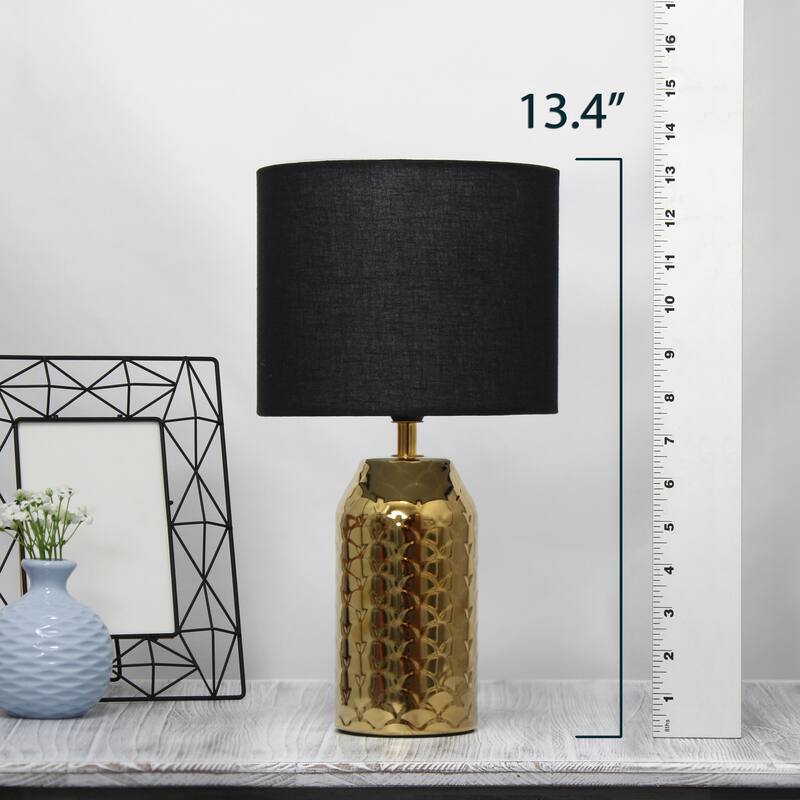 13.4 in. Gold Finish Table Lamp with Black Shade, Sturdy Table Lamp for Living Rooms and Bedrooms