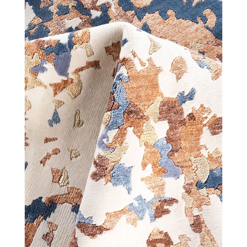 Modern One-of-a-Kind Hand-Knotted Area Rug - Ivory, 8' 2" x 10' 1" - 8' 2" x 10' 1"