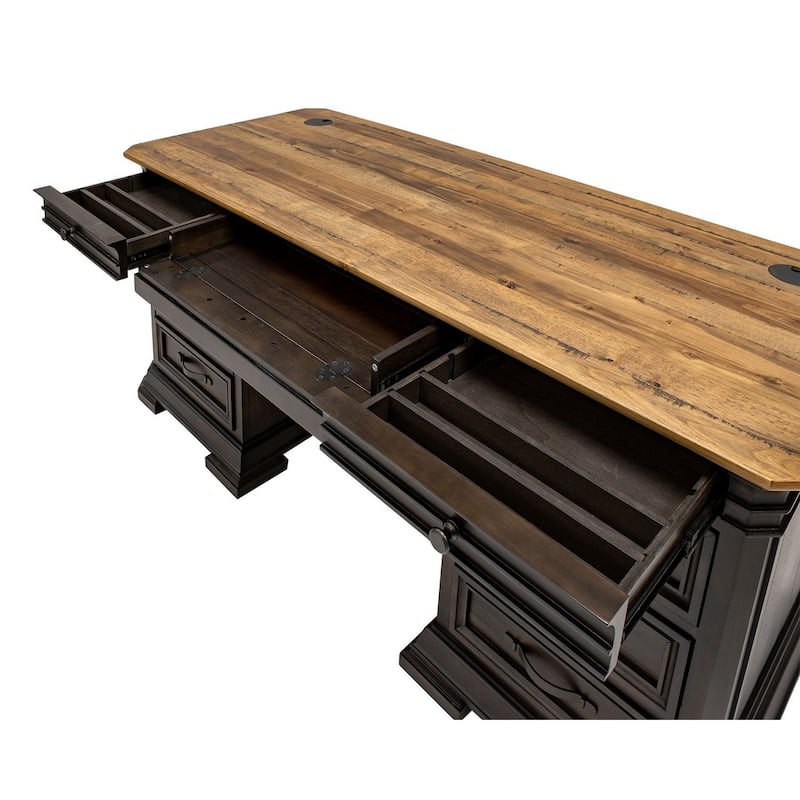 Double Pedestal Executive Desk, Fully Assembled, Brown