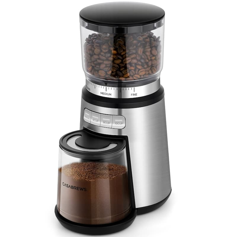 Casabrews Burr Electric Coffee Grinder 20 Settings Stainless Steel - N/A - Silver