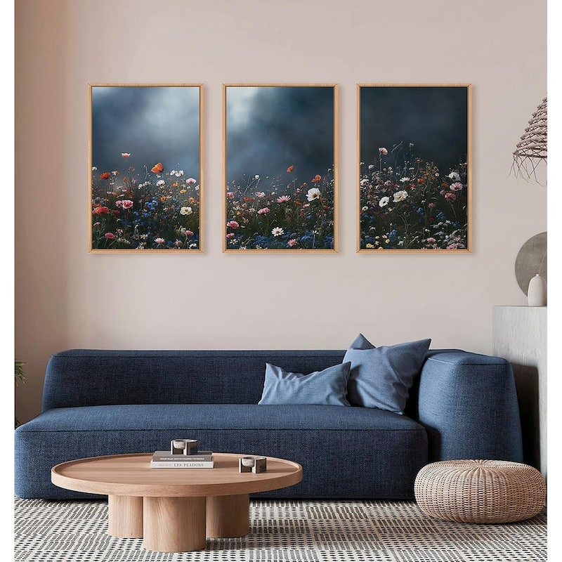 Abstract Dark Wall Decor,Wildflower Botanical Landscape Wall Painting