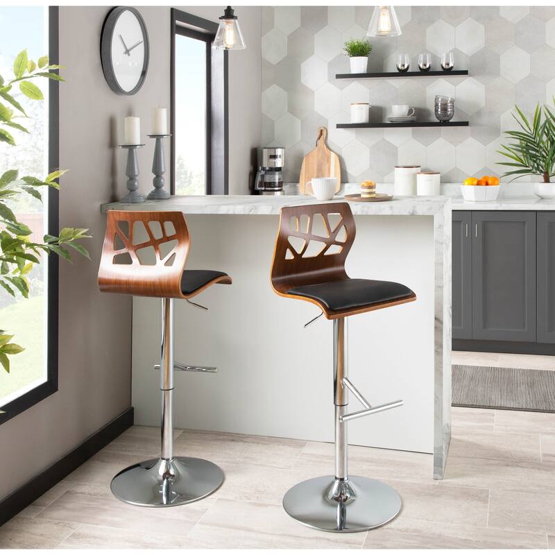 Carson Carrington Sala Mid-Century Modern Walnut Wood Adjustable Barstool - N/A