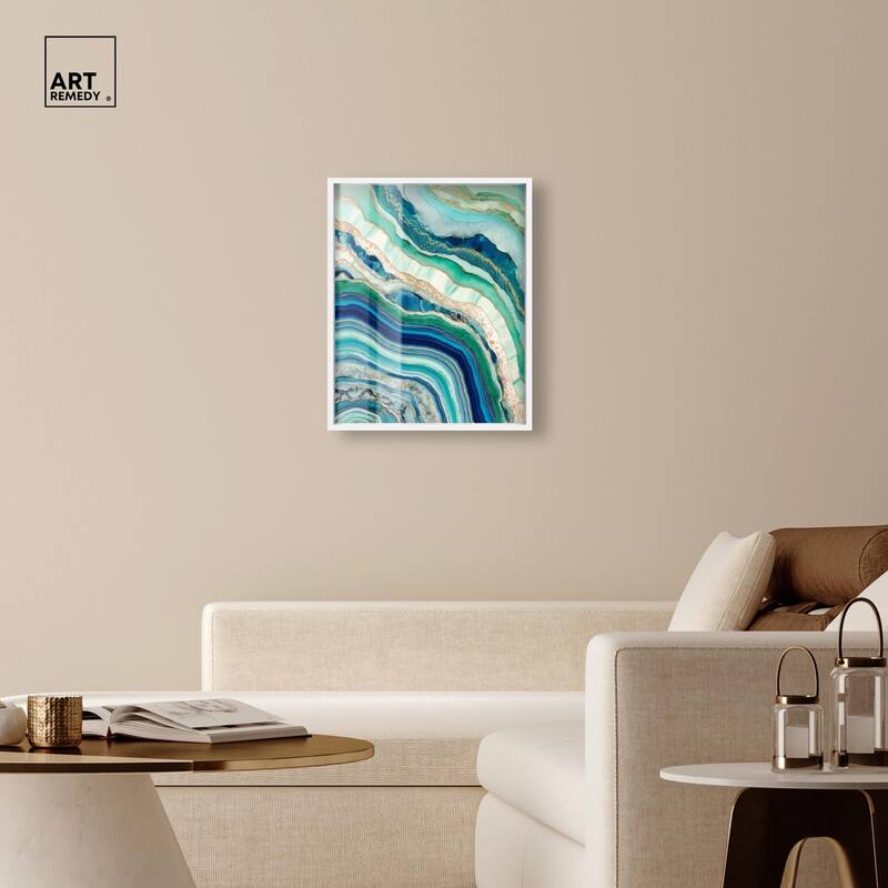 Blue Green Abstract Agate II Shadowbox by Art Remedy