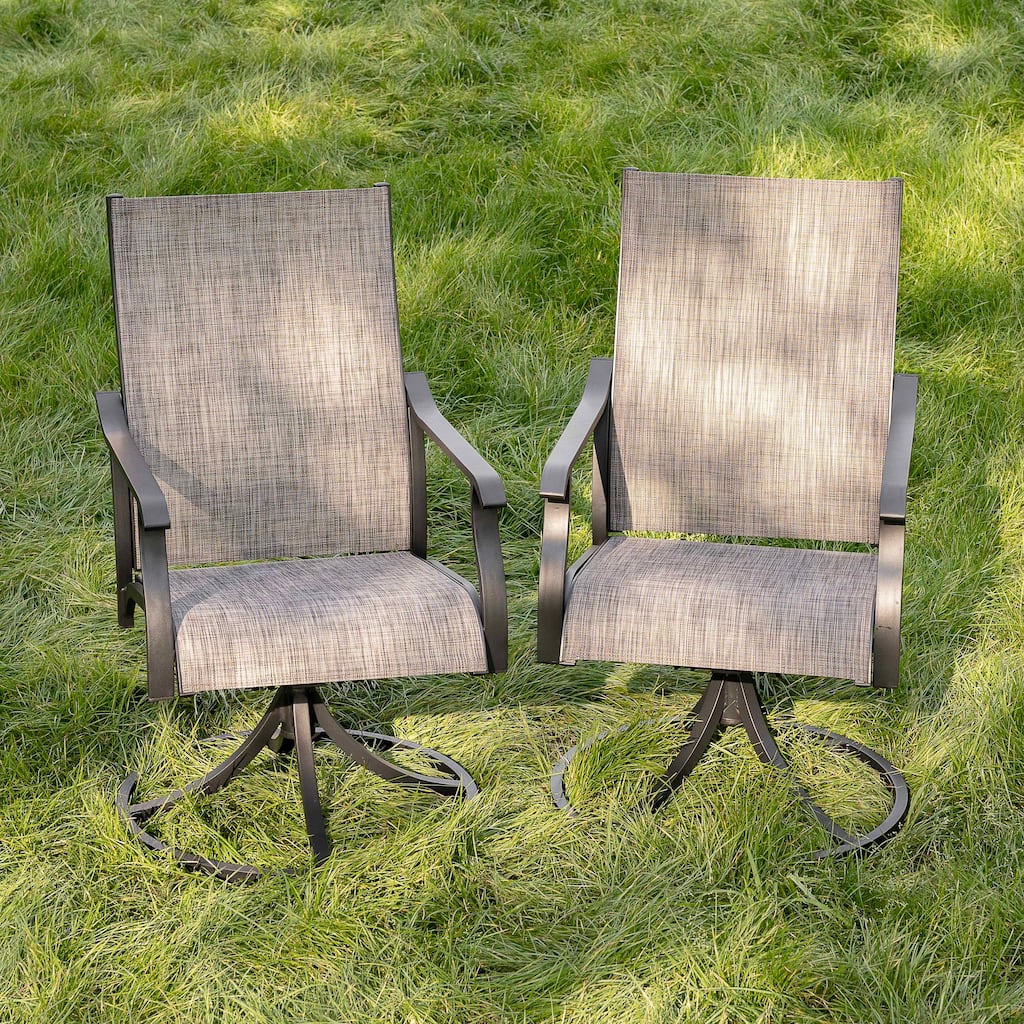 Nuu Garden Patio 2-Piece Swivel Dining Chairs, Breathable Textilene and Aluminum Frame