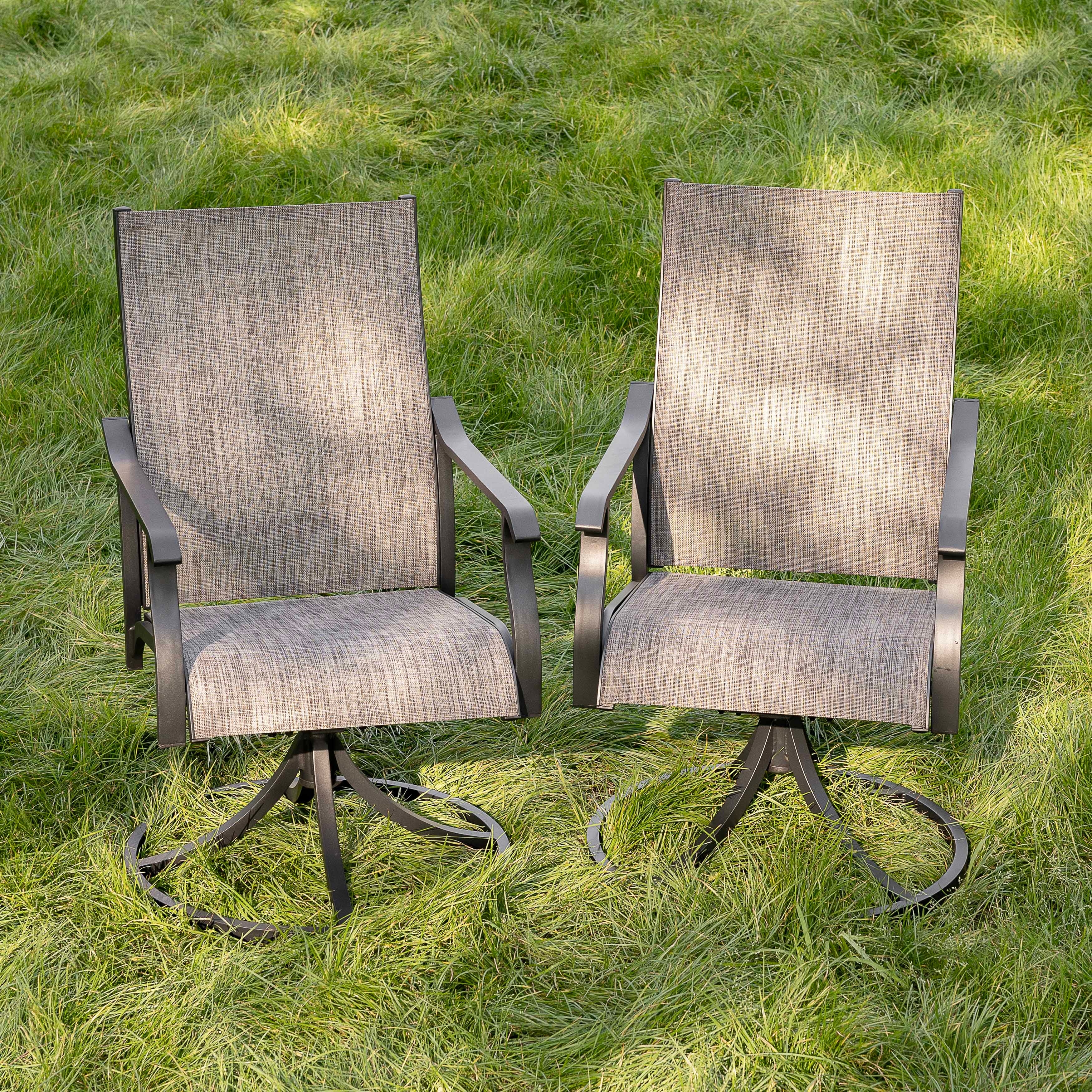 Nuu Garden Patio 2-Piece Swivel Dining Chairs, Breathable Textilene and Aluminum Frame