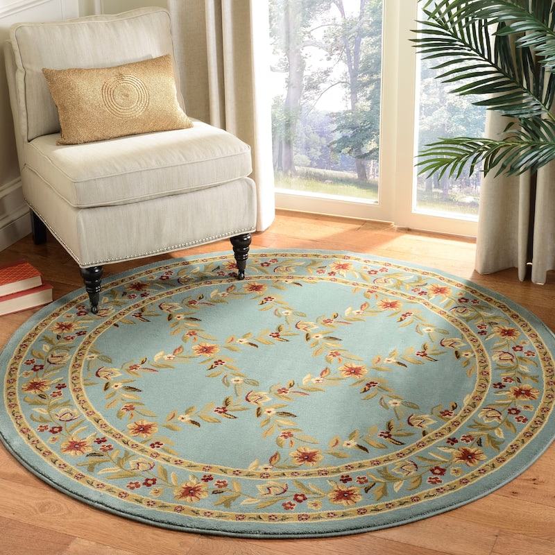 SAFAVIEH Lyndhurst Arenda Traditional Oriental Trellis Rug - 5'3" Round - Blue/Blue